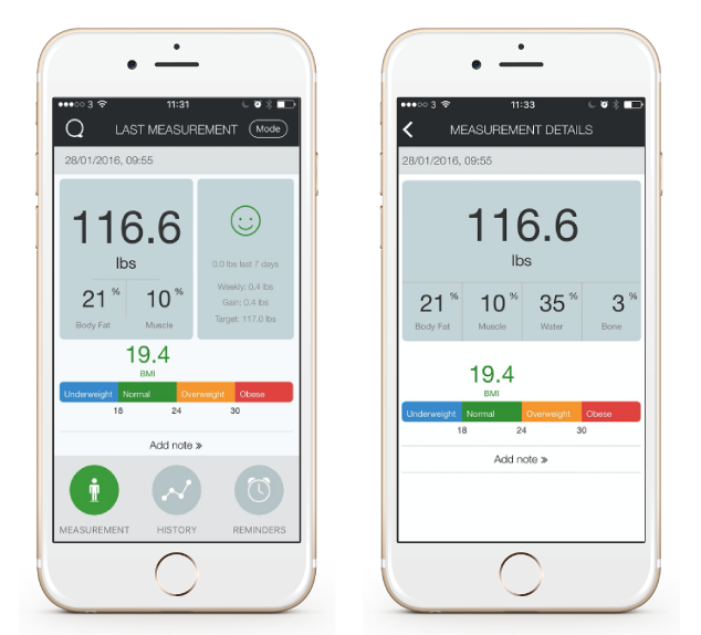 Pure2Improve Scales Body fat, Water, Muscle division, Bone mass