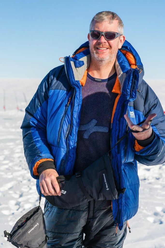 Antarctic explorer Michael Dryden wearing QardioCore