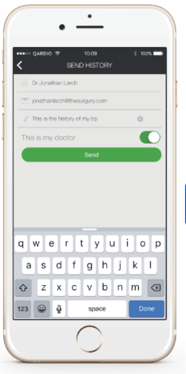 QardioApp Envoyez un e-mail à votre médecin