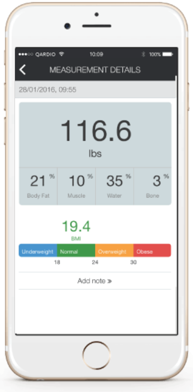 QardioApp IMC et position