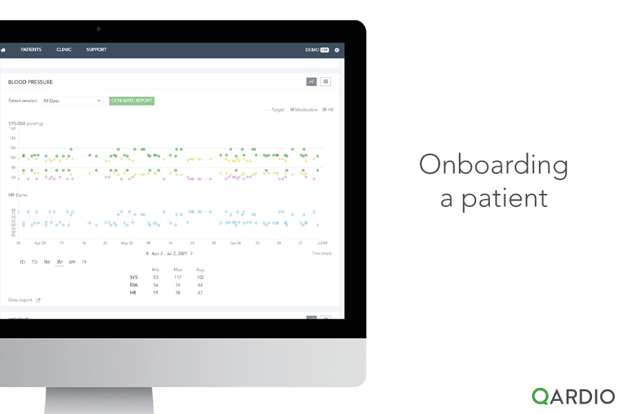 Onboarding a patient using the QardioMD portal