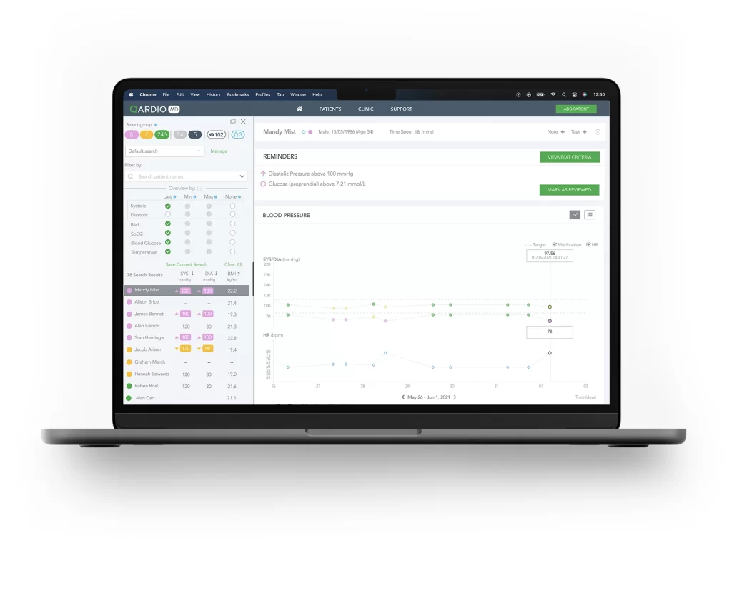 QardioMD dashboard